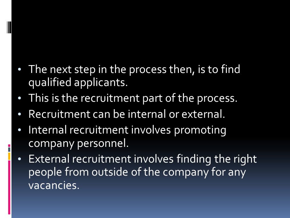 The next step in the process then, is to find qualified applicants.