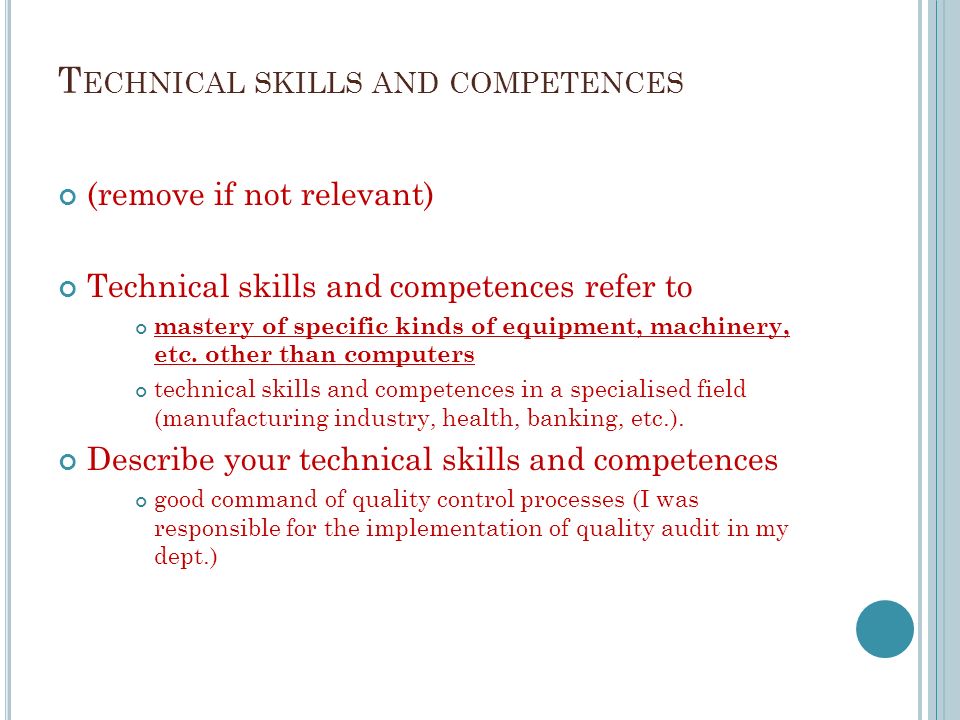 i nstructions for using the e uropass curriculum vitae ppt download describe your technical skills