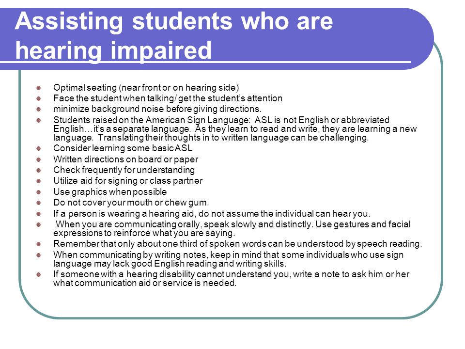 hearing impairment accommodations