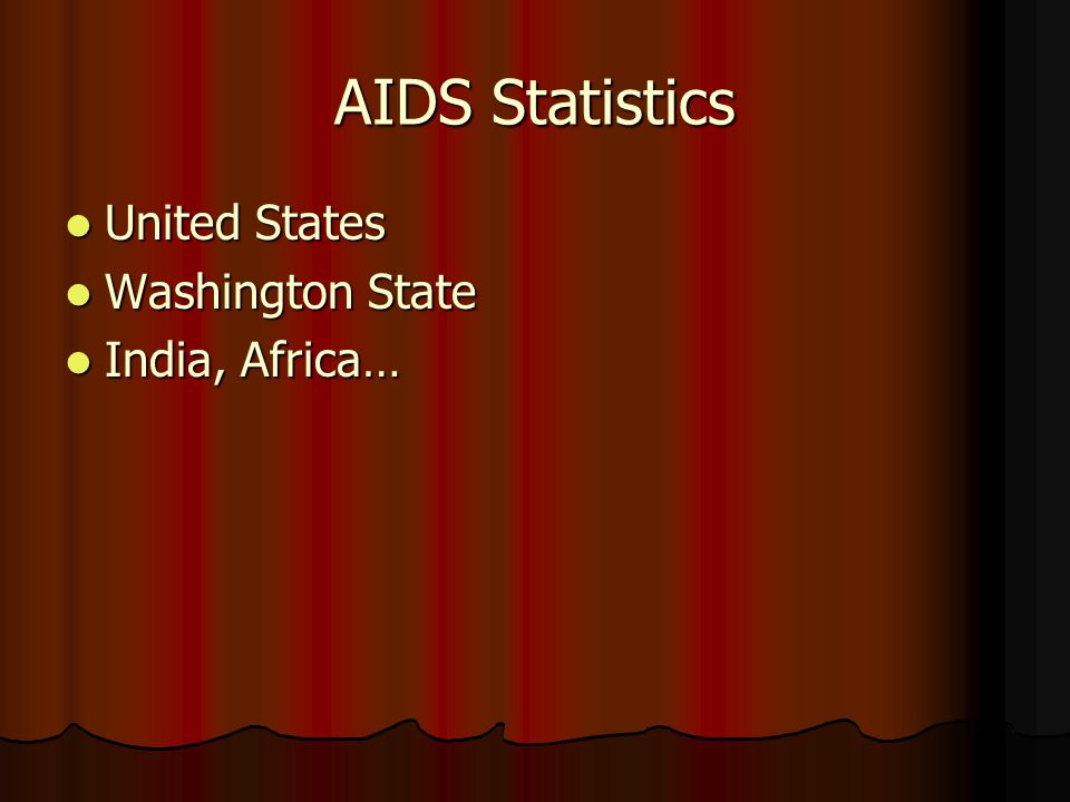 AIDS Statistics United States United States Washington State Washington State India, Africa… India, Africa…