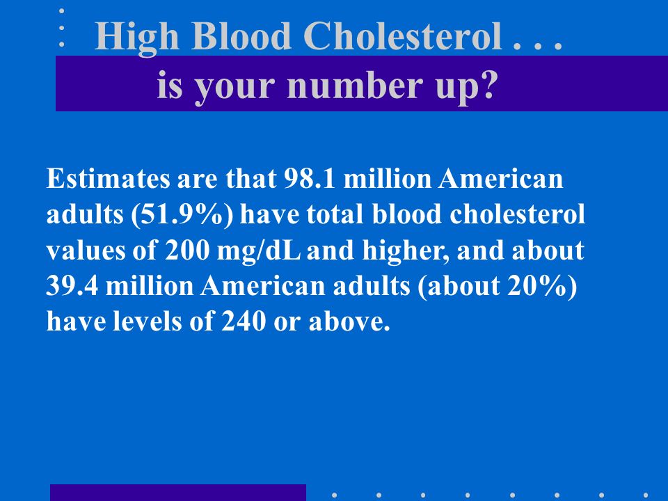 High Blood Cholesterol... is your number up.