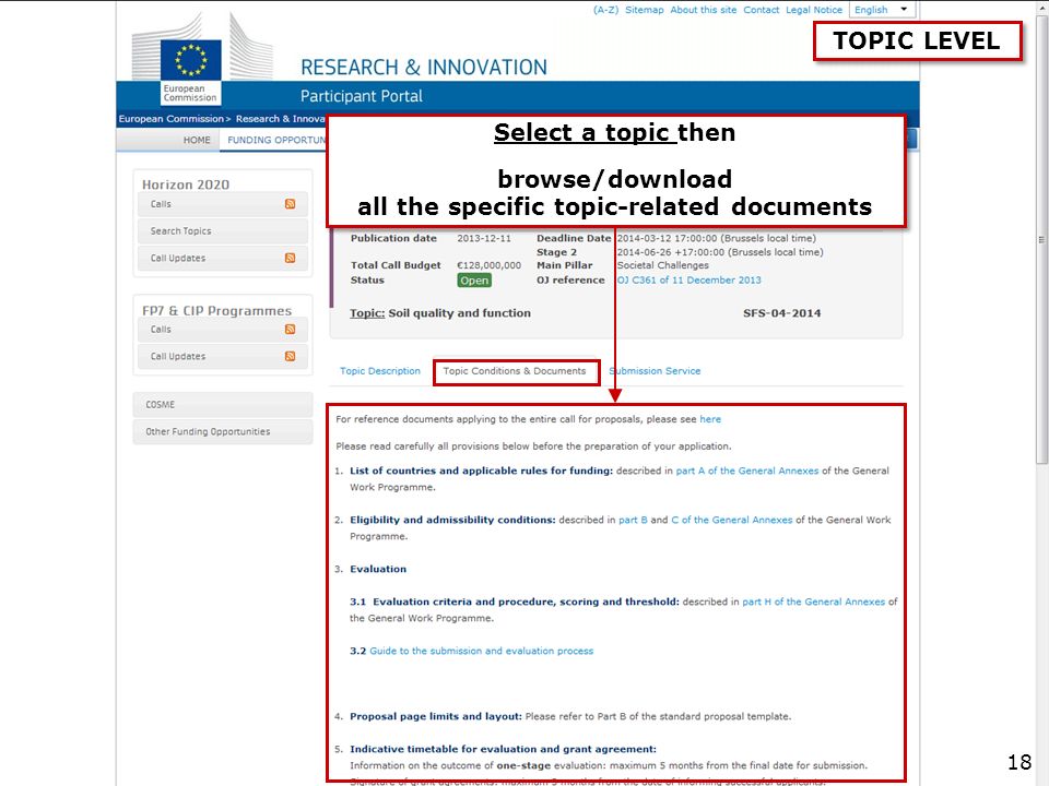 TOPIC LEVEL Select a topic then browse/download all the specific topic-related documents Select a topic then browse/download all the specific topic-related documents 18
