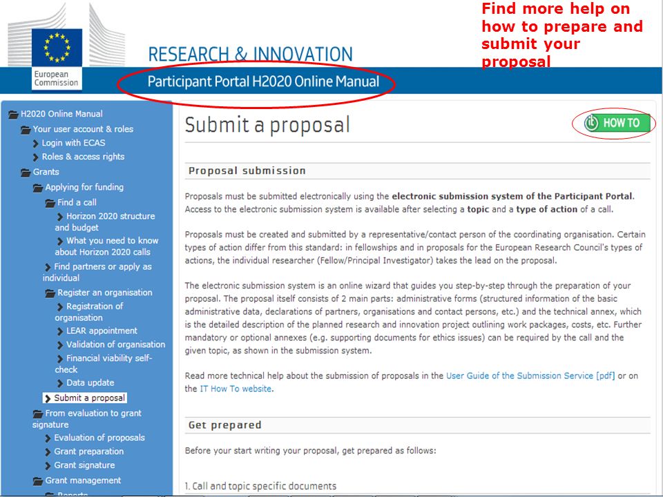 Find more help on how to prepare and submit your proposal