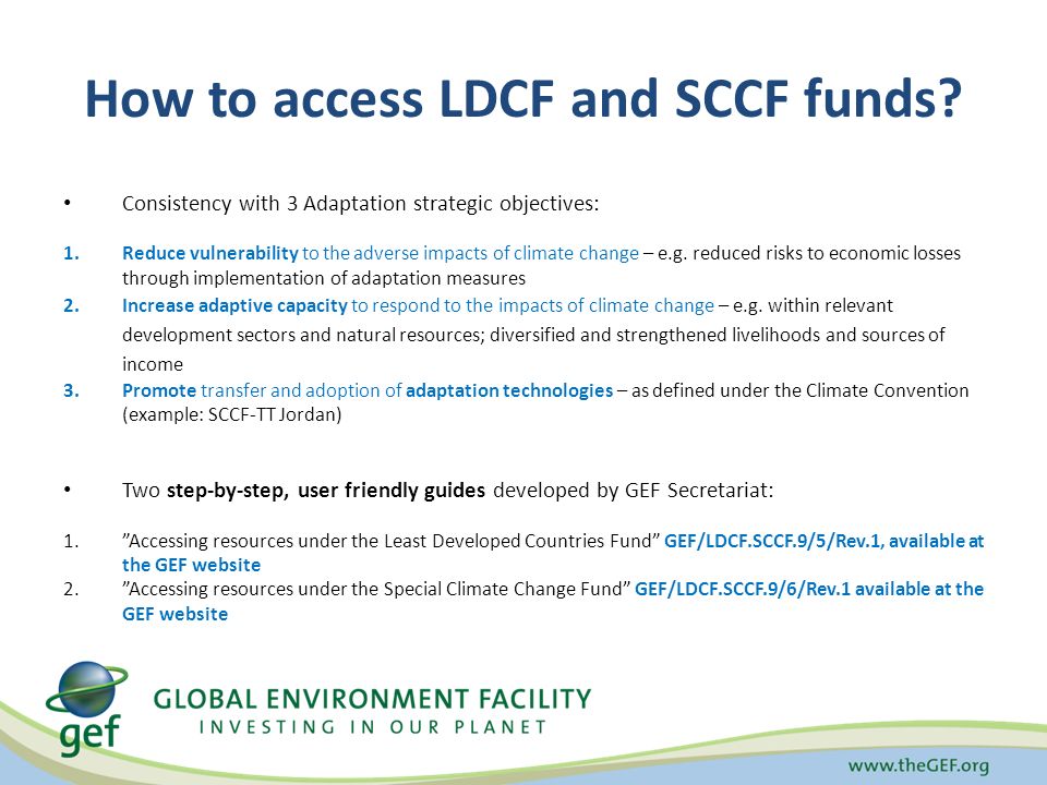 How to access LDCF and SCCF funds.