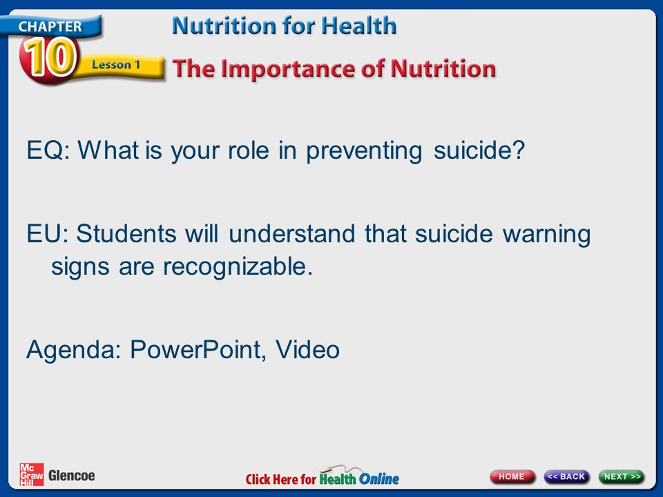 EQ: What is your role in preventing suicide.