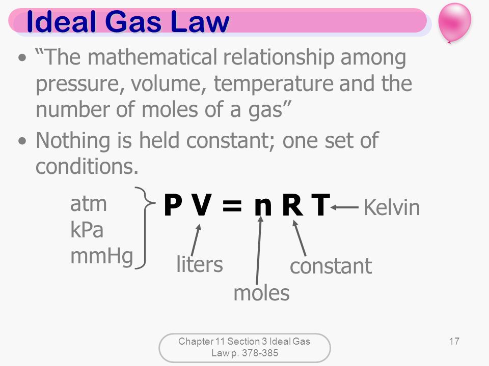 Chapter 8 Section 1 Describing Chemical Reactions P Gases Chapter 11 Section 3 Ideal Gas Law P