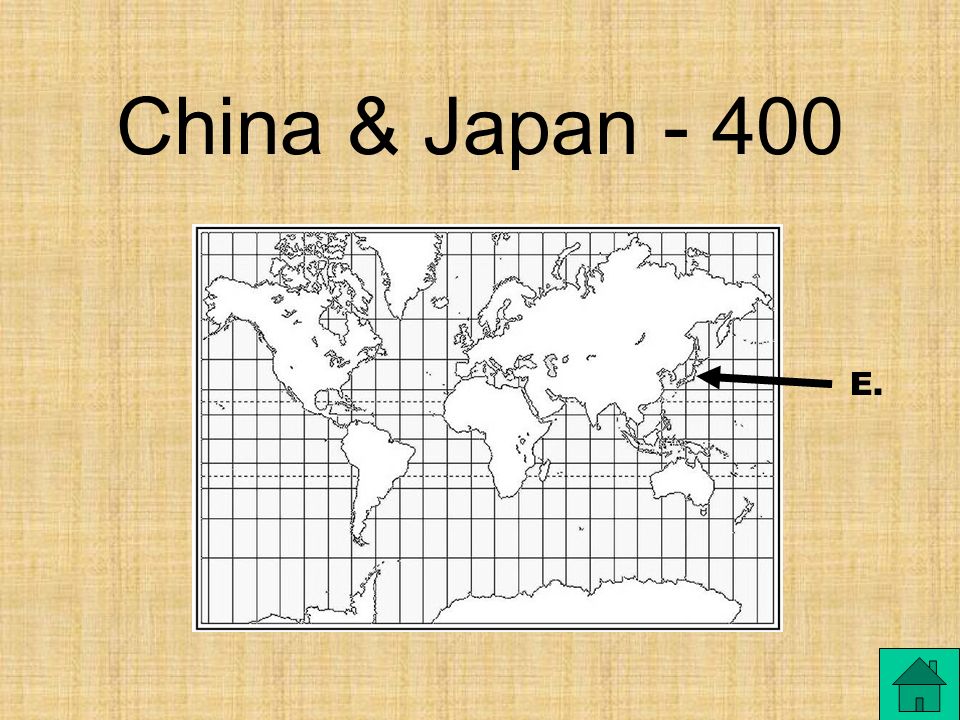 China & Japan F. A. C. B. E. D. Which area shows the location of Japan