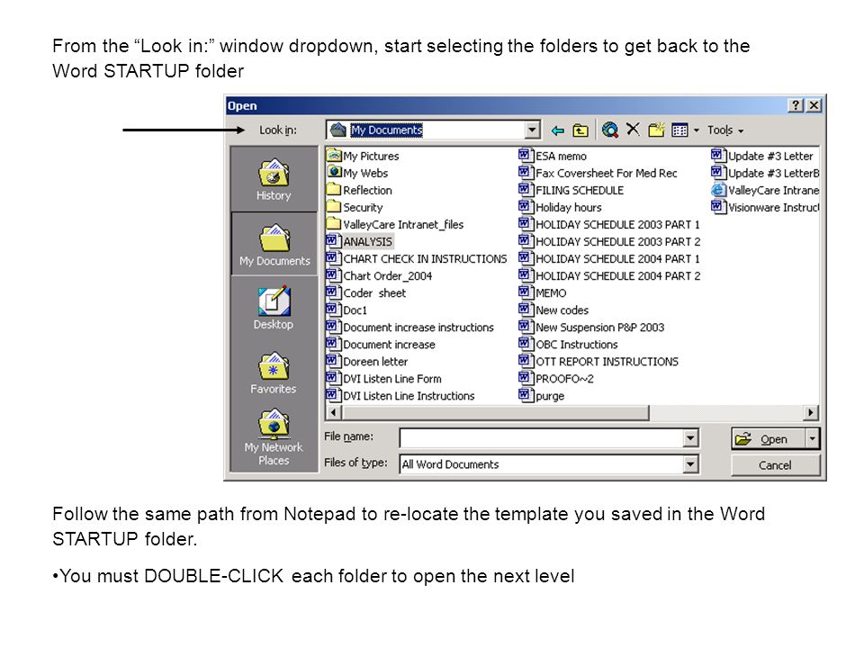 word startup folder