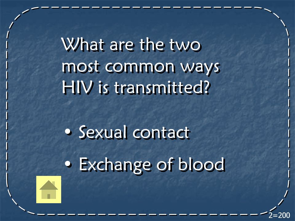 What are the two most common ways HIV is transmitted.