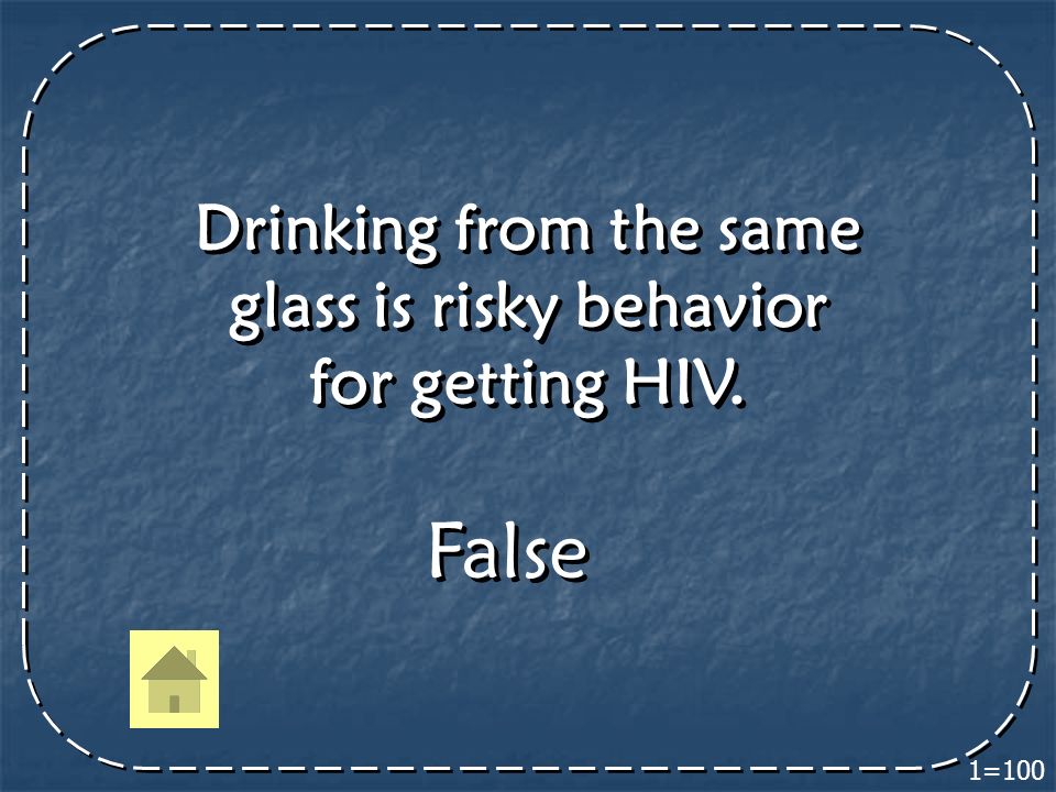 Drinking from the same glass is risky behavior for getting HIV.