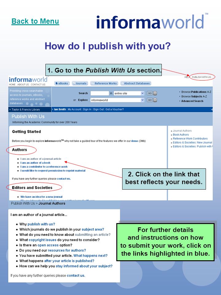 How do I publish with you. 1. Go to the Publish With Us section.
