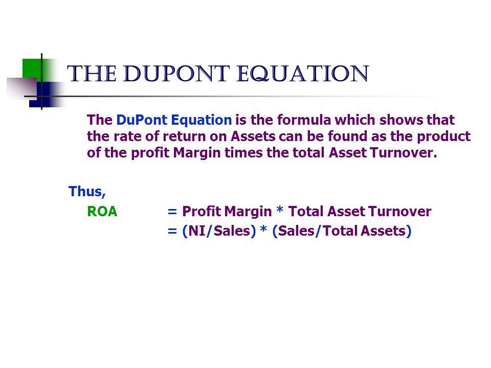 Financial Management I Chap 03 Analysis Of Statements The Dupont Equation Is Formula Which Shows That Rate Of Return