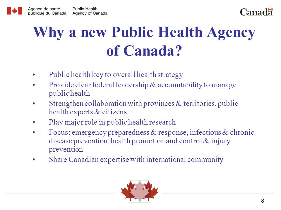 8 Why a new Public Health Agency of Canada.