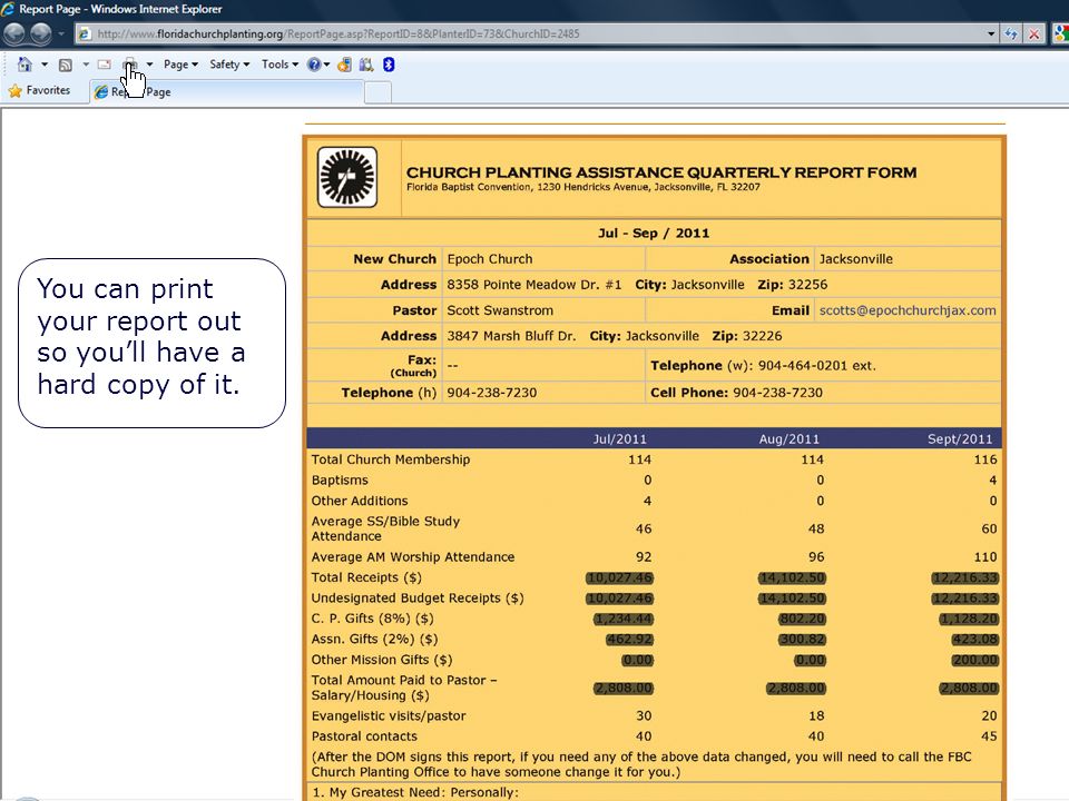 Print your quarterly report You can print your report out so you’ll have a hard copy of it.