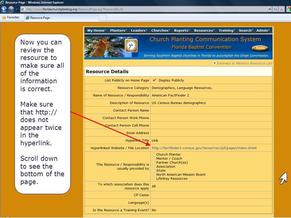 View new resource info Now you can review the resource to make sure all of the information is correct.