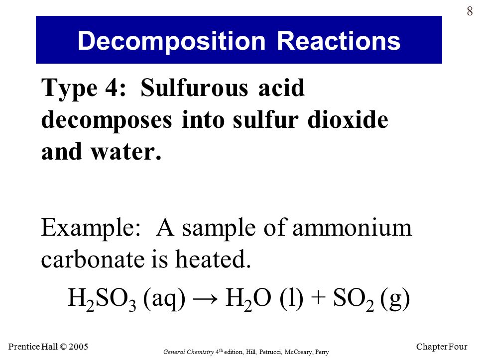 Balanced Equation For Decomposition Reaction Of Water Talkchannels Hall 2005 Pice General Chemistry 4 Th Edition Chemical Reactions And Equations