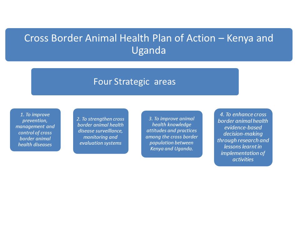 Cross Border Animal Health Plan of Action – Kenya and Uganda Four Strategic areas 1.