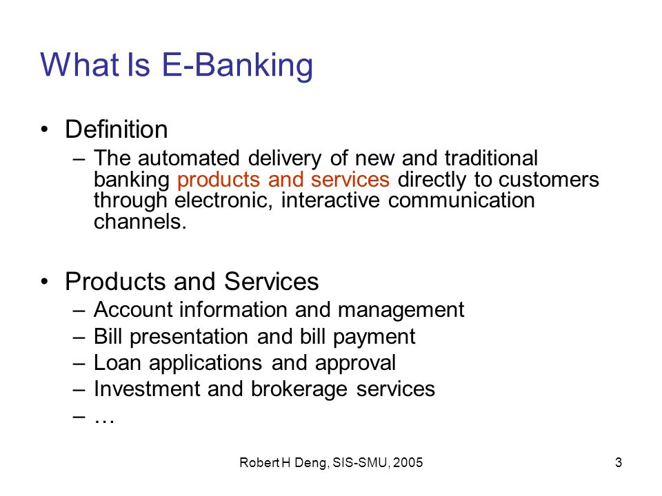 definition of e banking Definition of electronic banking: the use of computers to carry out banking transactions such as withdrawals through cash dispensers or transfer of funds at point of. definition of e banking Definition of electronic banking: the use of computers to carry out banking transactions such as withdrawals through cash dispensers or transfer of funds at point of.