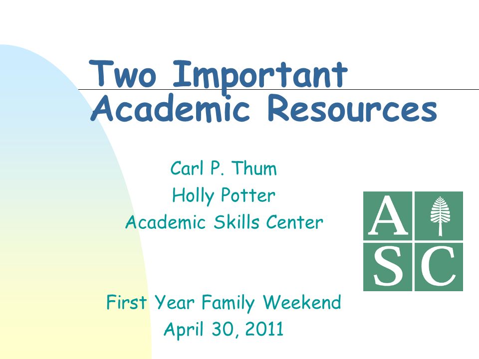 Two Important Academic Resources Carl P.
