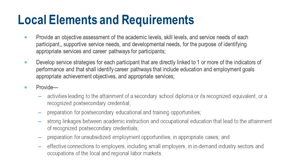 Local Elements and Requirements