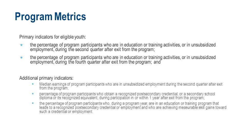 Program Metrics