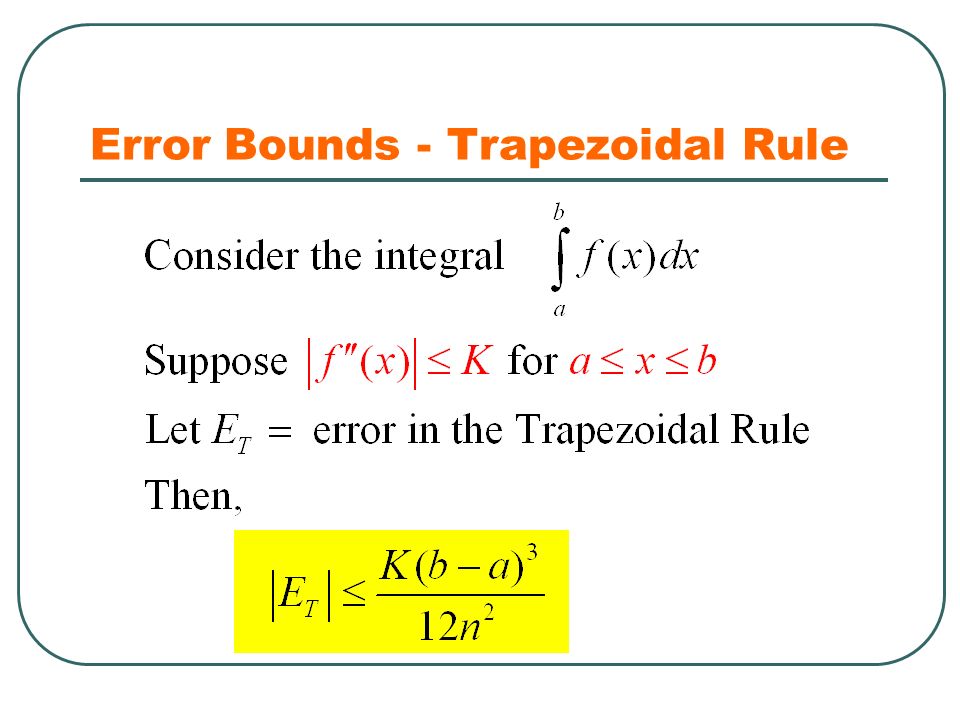 Error Bounds - Trapezoidal Rule