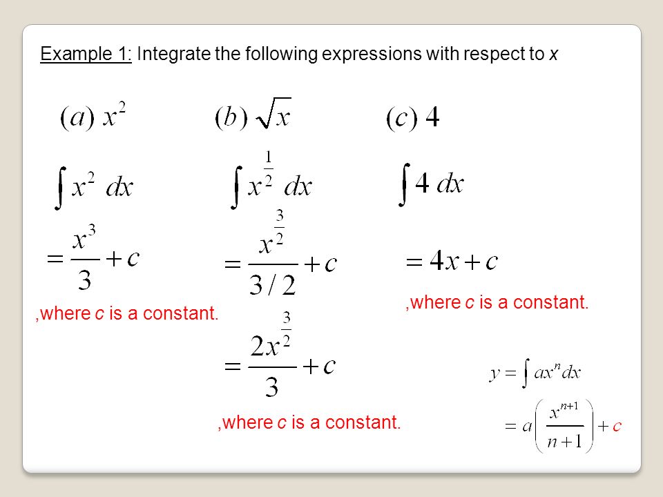 Example 1: Integrate the following expressions with respect to x,where c is a constant.