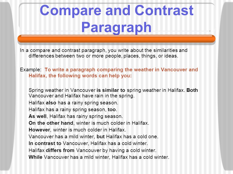 Compare and contrast topic sentences examples