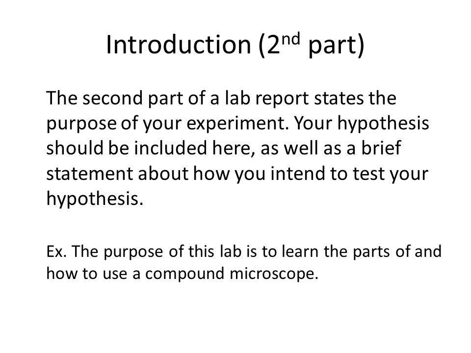 How to write a good introduction for a lab report