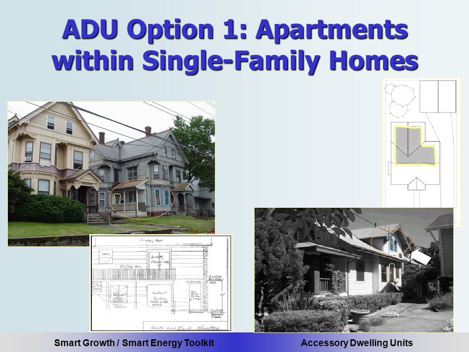 Smart Growth / Smart Energy Toolkit Accessory Dwelling Units ADU Option 1: Apartments within Single-Family Homes