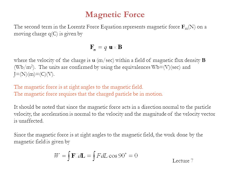 Lecture 7 Eee 403 Magnetostatics Ampere S Law Of Force Lecture 7 Since The Magnetic Force Is At Right Angles To Field