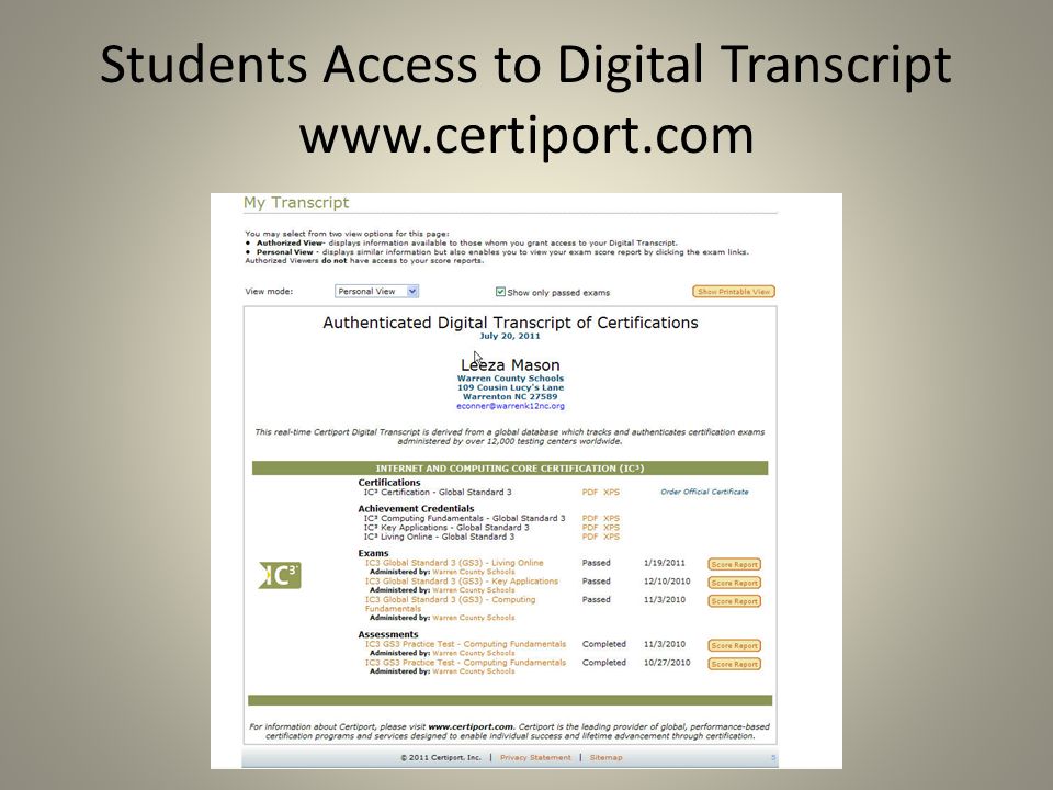 Students Access to Digital Transcript