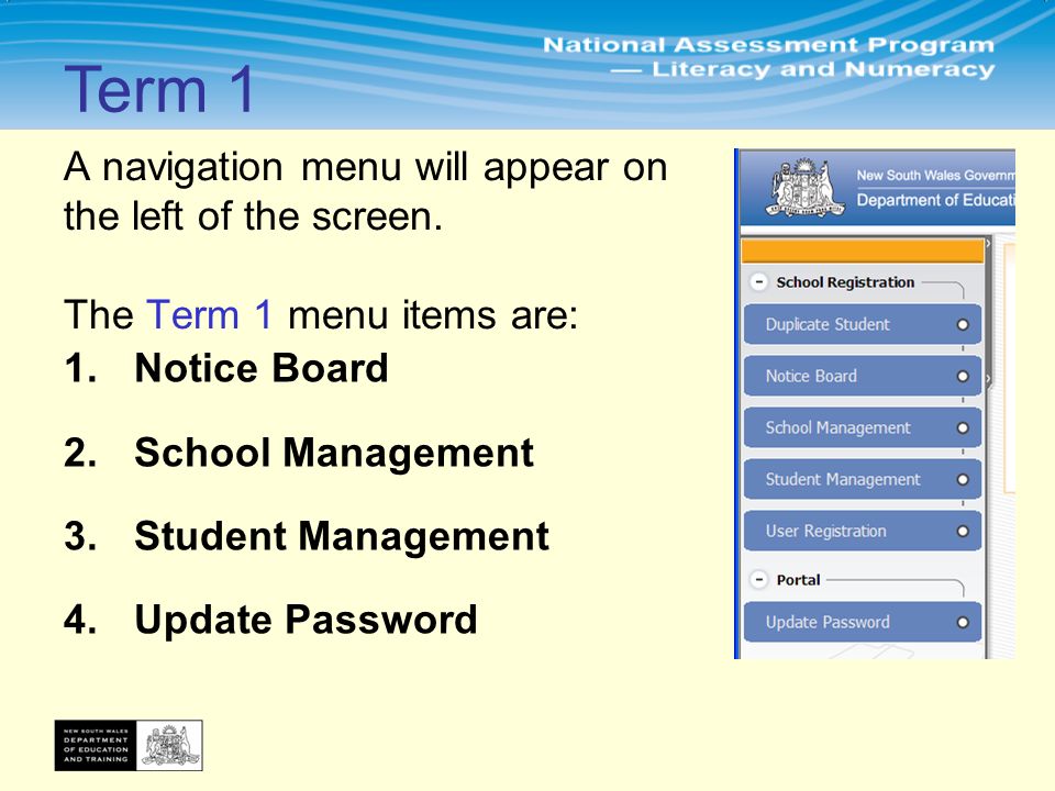 A navigation menu will appear on the left of the screen.