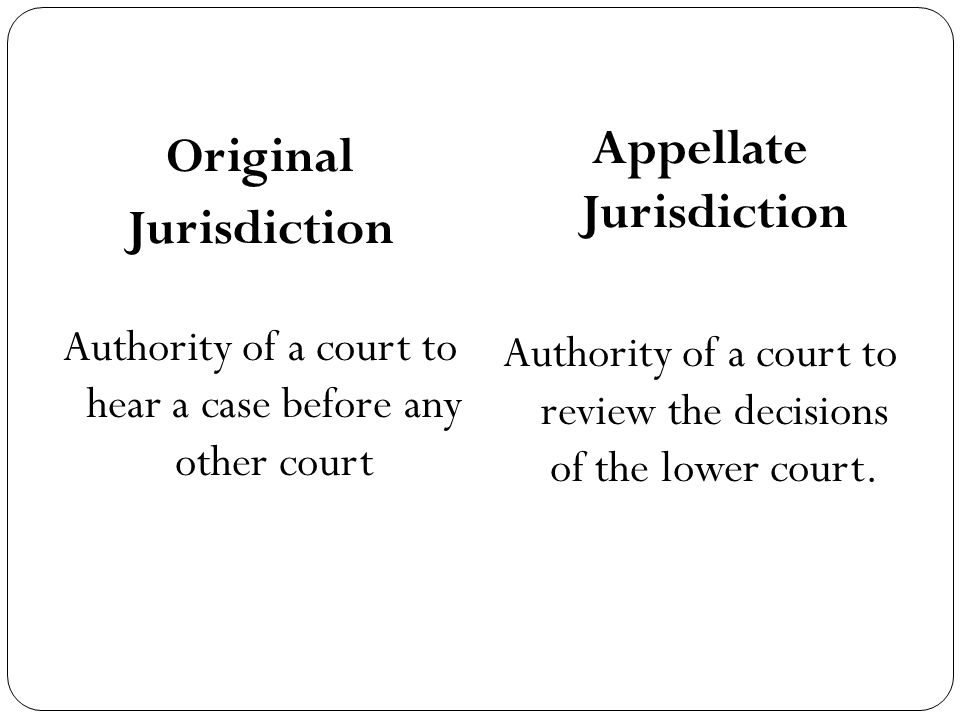 Jurisdiction: The right of a court to hear a case and make a decision