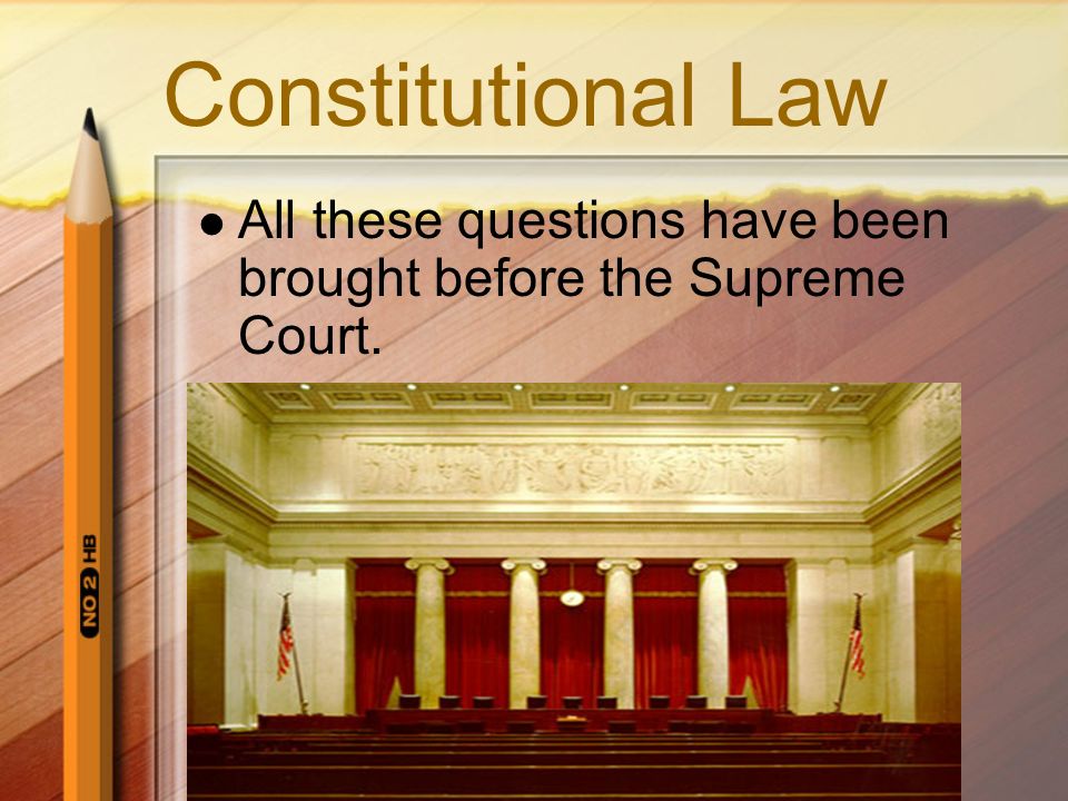 Constitutional Law All these questions have been brought before the Supreme Court.