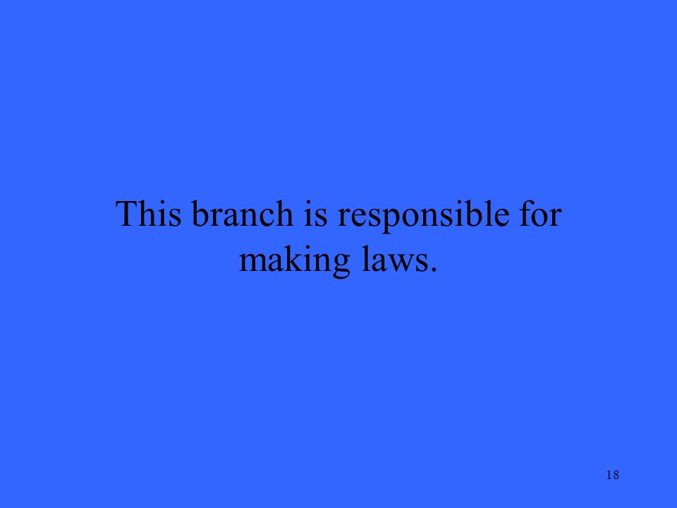 18 This branch is responsible for making laws.