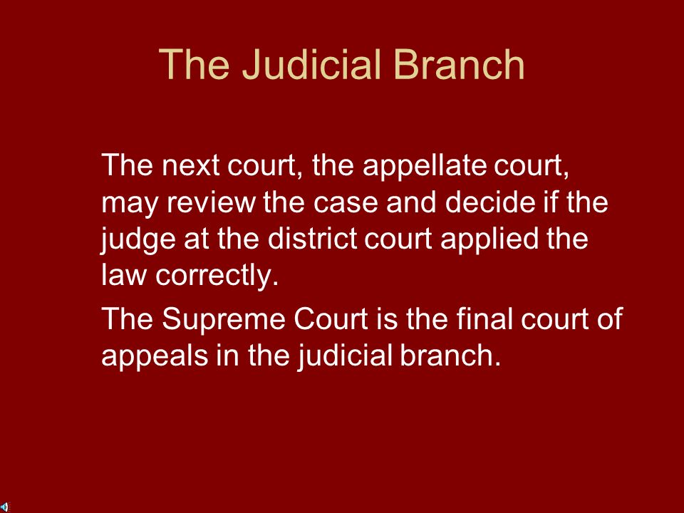 The Judicial Branch The Constitution establishes the Supreme Court and any other courts that are needed to interpret the laws of the United States.