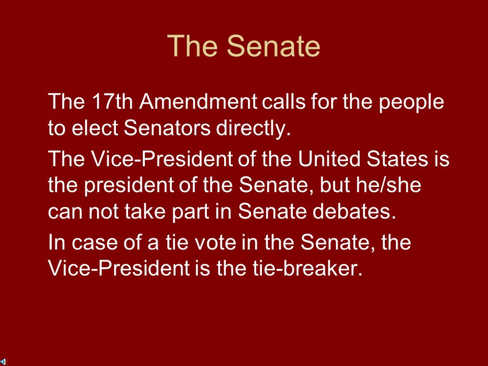 The Senate Representation in the Senate is based on equal representation.