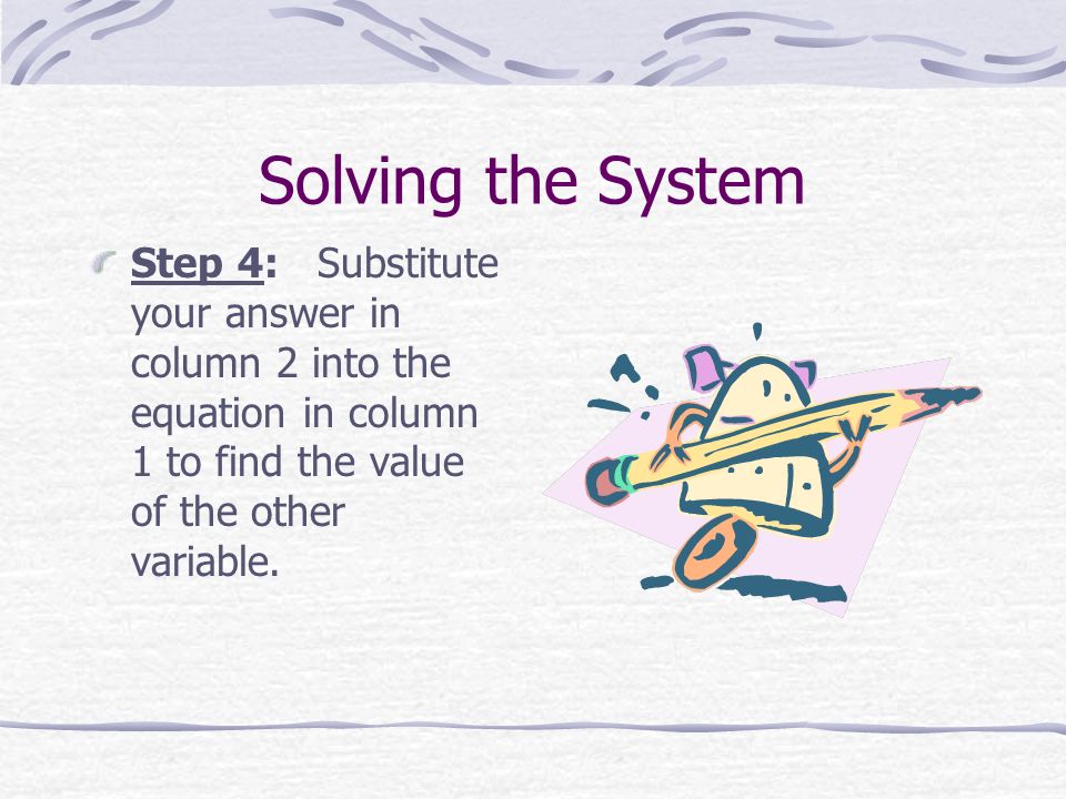 Solving by Substitution Solve for y.