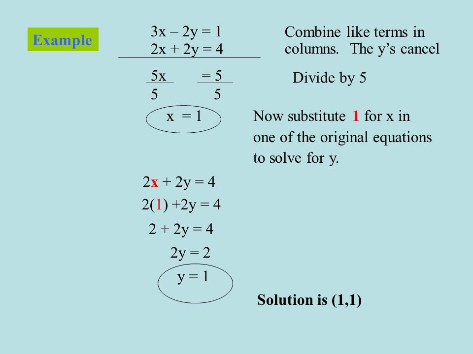 Solving Linear Systems By Combinations 7 3 Objective 1 2 Example