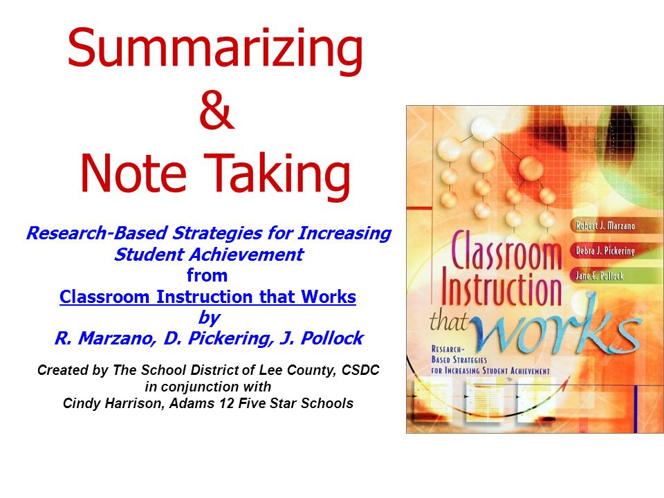 research based strategies for increasing student achievement from classroom instruction that works marzano
