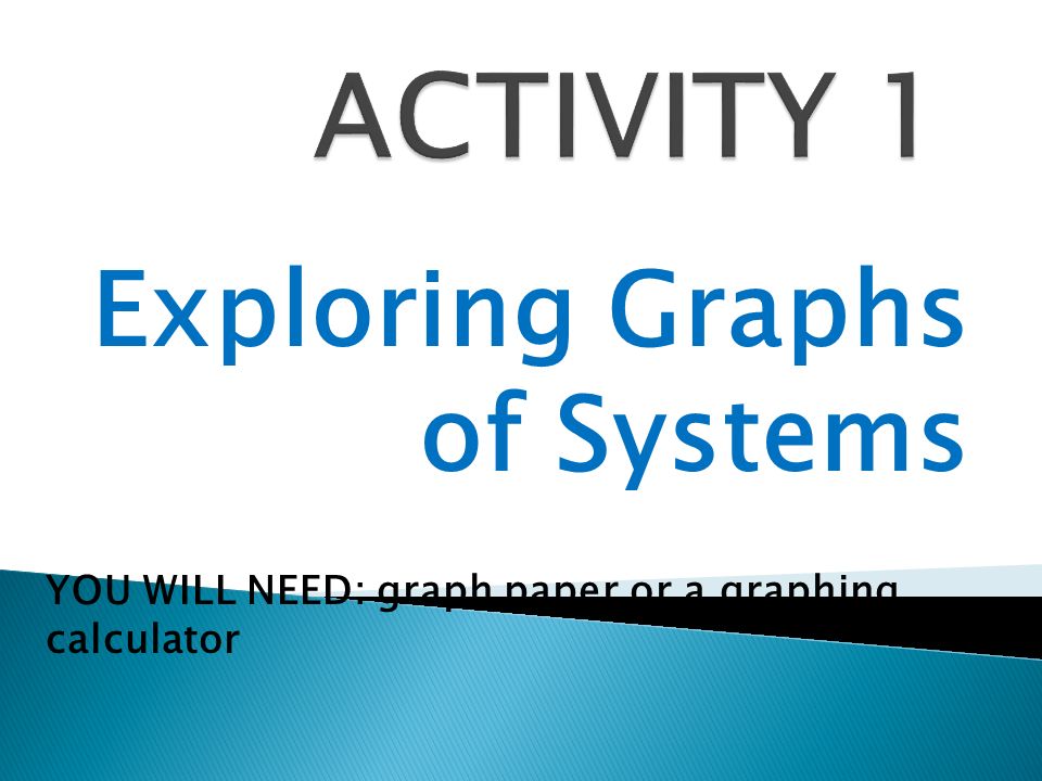 Exploring Graphs of Systems YOU WILL NEED: graph paper or a graphing calculator