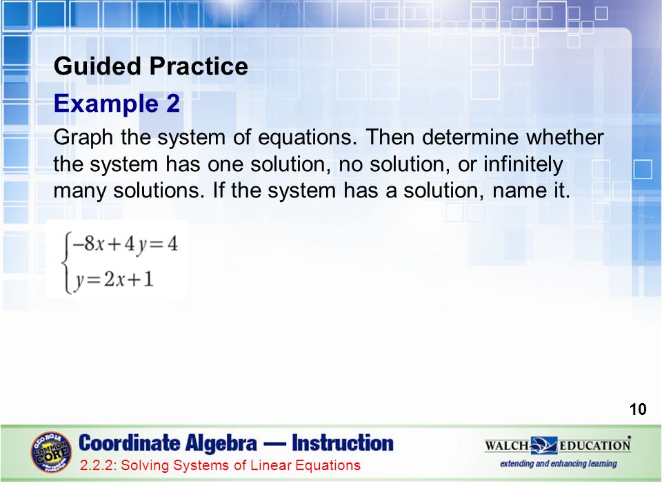 Practice Solving Linear Equations Jennarocca Lesson 2 7 Solving Systems Of Linear Equations By Graphing Concept