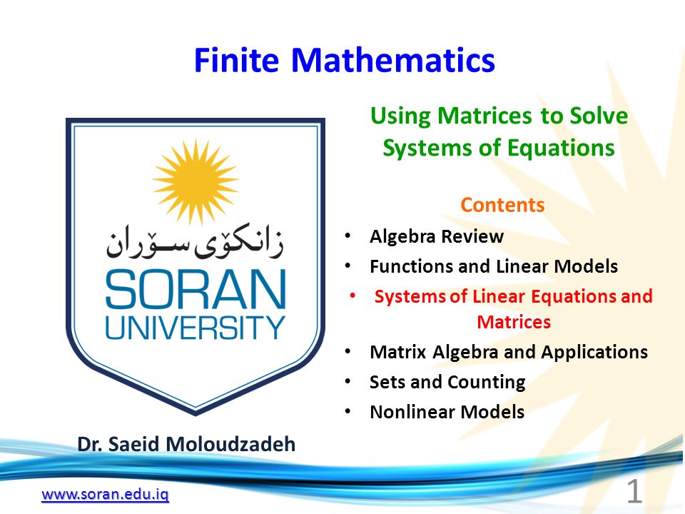 Finite Mathematics Dr.