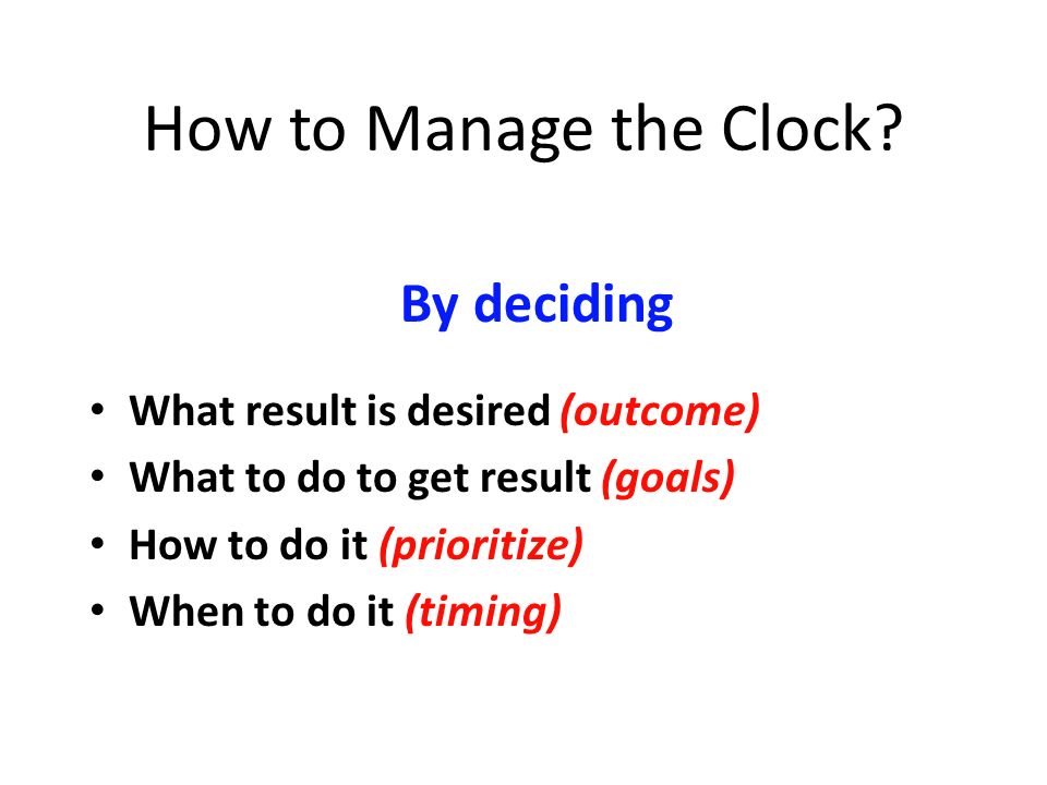 How to Manage the Clock.