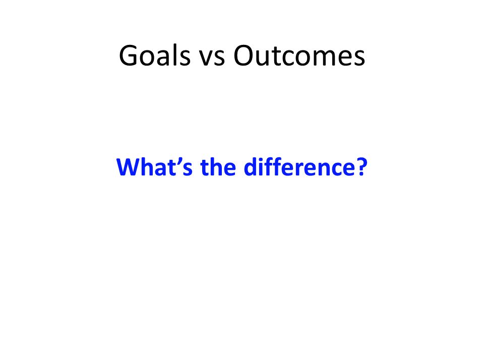 Goals vs Outcomes What’s the difference