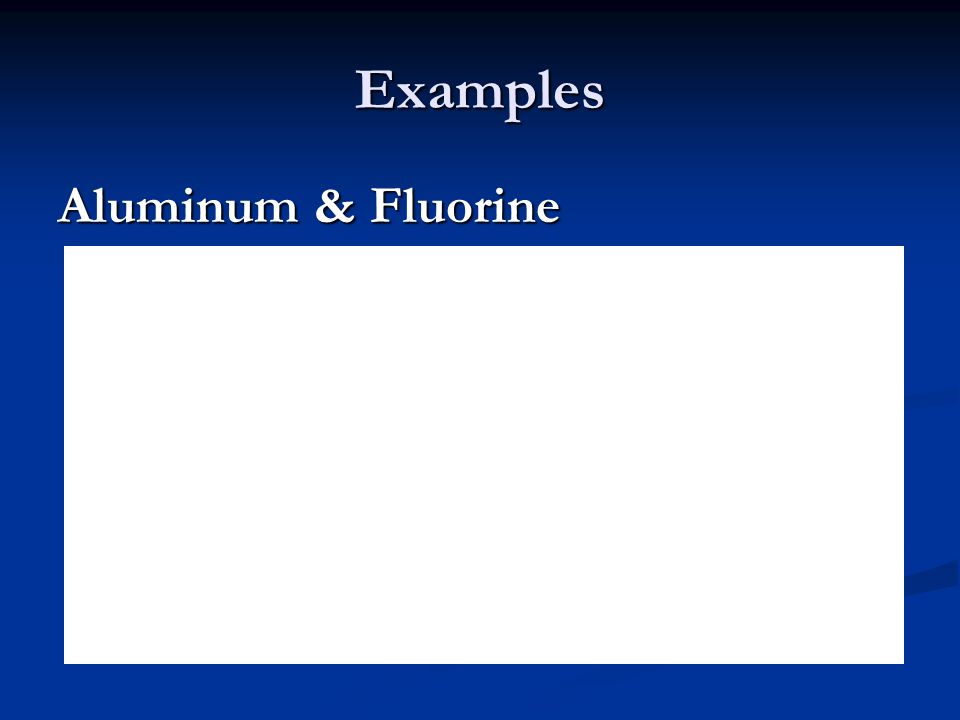 Examples Aluminum & Fluorine