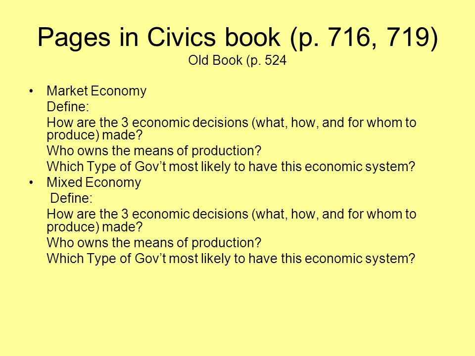 Pages in Civics book (p. 716, 719) Old Book (p.