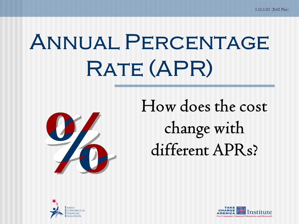 G1 (BAII Plus) Annual Percentage Rate (APR) How does the cost change with different APRs