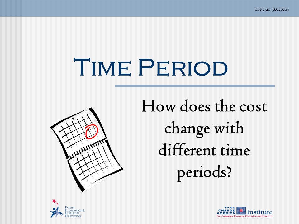 G1 (BAII Plus) Time Period How does the cost change with different time periods